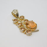 Sterling Silver 7 Morganite Organic Shapes Long Drop Modern Vintage c1990s