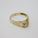 Sterling Silver Paste Solitaire Textured Engagement Ring Vintage c1950 Size O