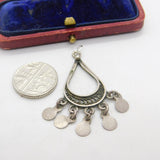 Sterling Silver Egyptian Drop Shimmering Charm Pendant Vintage c1970