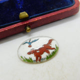Essex Crystal Reverse Painted Glass Dog and Bird Jewellery Spares c1970