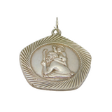 Sterling Silver Patterned & Textured Edge St Christopher Pendant Vintage c1970