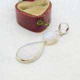 Sterling Silver Opaline Teardrop Drop Charm Pendant Vintage c1970