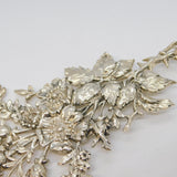 Large Silver Plated Floral Wreath Brooch Pin Vintage 1970s