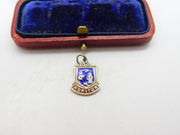 Sterling Silver and Enamel Honiton Travel Shield Charm Pendant Vintage c1970