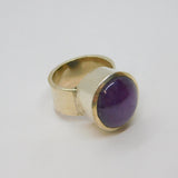 Sterling Silver Cabochon Amethyst Studio Statement Ring Vintage 1998 Size S 1/2