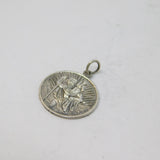 Sterling Silver Textured St Christopher Travel Charm Pendant Vintage c1970