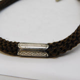 Victorian Sterling Silver Mounted Hairwork Mourning Watch Chain Antique c1860