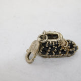 Sterling Silver Sapphire Set Shoe or Boot Charm Pendant Vintage c1970 Milano