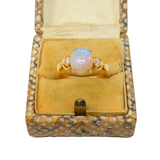 Edwardian Boxed 18ct Gold, Opal & Diamond Dress Ring Antique c1910