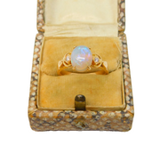 Edwardian Boxed 18ct Gold, Opal & Diamond Dress Ring Antique c1910