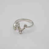Sterling Silver CZ Zigzag Modernist Dress Ring Vintage c1970 Size P 1/2