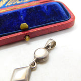 Sterling Silver & Pearl Inlayed Double Drop Pendant Vintage c1970