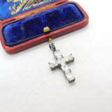 Sterling Silver Paste Set Cross Charm Pendant Vintage c1970