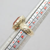 Sterling Silver Faceted Carnelian Planished Studio Ring Vintage c1970 Size L