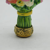 Boxed Halcyon Days Sterling Silver Gilt & Ceramic Floral Seal Vintage London