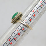 Sterling Silver Cabochon Malachite Studio Style Dress Ring Vintage c1970 Size O