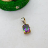 9ct Yellow Gold, Synthetic Sapphire & Diamond Drop Pendant Vintage c1990