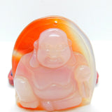 Chinese Carved Red Agate Flatback Buddha Ornament Vintage c1970