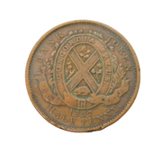19th Century Province of Canada 1837 Bank Token Half Penny Antique Fine