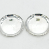 Victorian Pair of Sterling Silver & Enamel Playing Card Dishes Antique 1894
