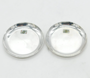 Victorian Pair of Sterling Silver & Enamel Playing Card Dishes Antique 1894