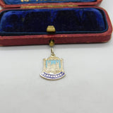 Sterling Silver and Enamel Travel Shield 'Canterbury' Charm Vintage c1970