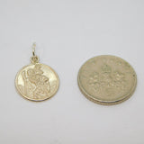 Sterling Silver Round St Christopher Travel Charm Pendant Vintage c1970