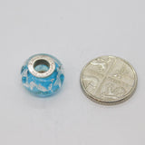 Sterling Silver Rhona Sutton Aqua Blue Glass & Silver Charm Bead Vintage c1970
