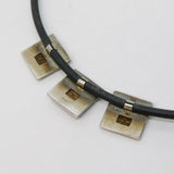 Yves Saint Laurent Sterling Silver Black Leather Necklace Vintage c1990 French