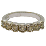 Sterling Silver 7 Stone CZ Half Eternity Ring Vintage c1970 Size K