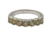 Sterling Silver 7 Stone CZ Half Eternity Ring Vintage c1970 Size K