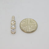 Sterling Silver Triple Round CZ Stick Charm Pendant Contemporary c2000s