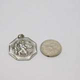 Sterling Silver Octagonal St Christopher Travel Charm Pendant Vintage c1970