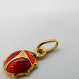 9ct Yellow Gold & Enamel Set Ladybird Charm Pendant Vintage c1970s