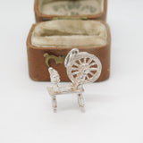 Sterling Silver Sewing Spinning Wheel Charm Pendant Vintage c1970