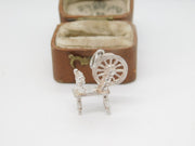 Sterling Silver Sewing Spinning Wheel Charm Pendant Vintage c1970