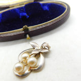 Sterling Silver Pearl Fruit Flower Charm Pendant Vintage c1970