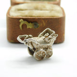 Sterling Silver Baby Pram Charm Pendant Vintage c1970