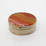 Victorian Silver Plated & Red Banded Agate Pill Box Antique c1840s