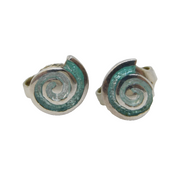 Sterling Silver & Enamel Set Swirl Stud Earrings Vintage c1970s