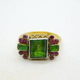 18th Century 18ct Gold, Green Paste, Ruby Mourning Ring Antique c1790