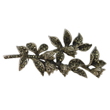 Sterling Silver Marcasite Set Leaf Pattern Brooch Pin Antique c1930 Art Deco