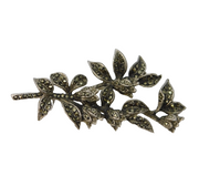 Sterling Silver Marcasite Set Leaf Pattern Brooch Pin Antique c1930 Art Deco