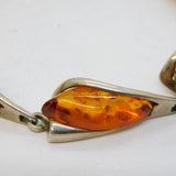 Sterling Silver & Baltic Amber Floral Pattern Bracelet Vintage c1970s