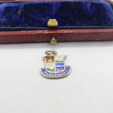 Sterling Silver and Enamel Tobermory Travel Shield Charm Pendant Vintage c1970