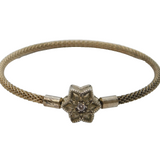 PANDORA Sterling Silver Honeycomb Form Star Set Bangle Bracelet Vintage