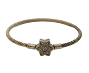 PANDORA Sterling Silver Honeycomb Form Star Set Bangle Bracelet Vintage