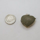 Sterling Silver Textured Pattern Heart Locket Charm Pendant Vintage c1970s