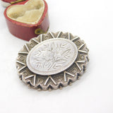 Victorian Sterling Silver Forget-Me-Not Sweetheart Brooch Antique c1880