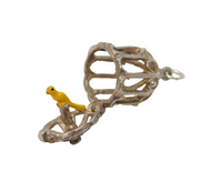 Sterling Silver Enamel Bird in the Cage Charm Pendant Vintage c1970s